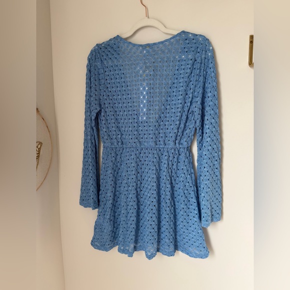 Viral House of Harlow 1960 Blue Metallic Crochet Cover-Up Dress - Picture 4 of 4